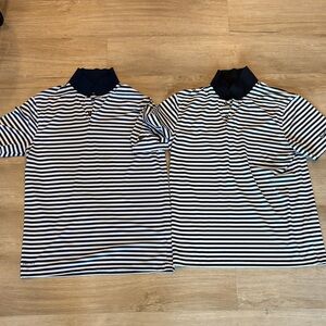 Two (2) Nike Golf Striped Short Sleeve Polos Black/White & Navy/White